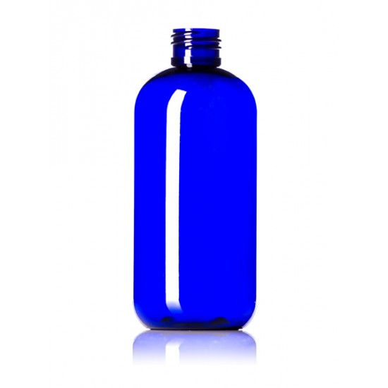 8 oz Cobalt Blue PET Boston Round Bottle - 280/case ($0.48 each, discounts for high volume orders)