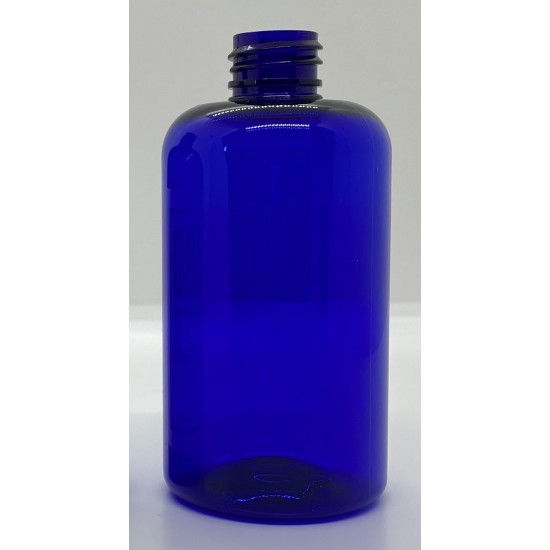 4 oz Blue PET Short Boston Round Bottle - 460 Count ($0.37 each, discounts for high volume orders)