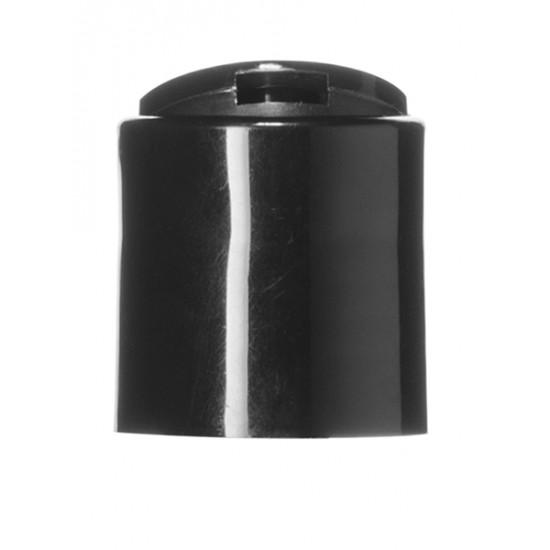 24-410 Black Smooth Disc Cap with HIS Liner - 125/bag (as low as $0.14 per cap)