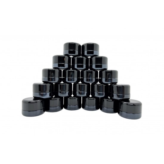 5cc Black Thick Glass Concentrate Jars with Child Resistant Lids - 20 Count (as low as 42¢ per jar)
