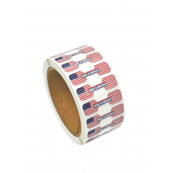 Made in USA - Red White & Blue Tamper Labels, Dogbone Tamper Evident Stickers (1.75 Inch X 0.5 Inch) - 1000 labels ($0.015/label)