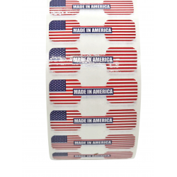 Made in America Security Stickers | American Flag Packaging Protection Roll (1.75 Inch X 0.5 Inch) - 1000 labels ($0.015/label)