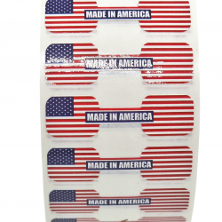 Made in America Security Stickers | American Flag Packaging Protection Roll (1.75 Inch X 0.5 Inch) - 1000 labels ($0.015/label)
