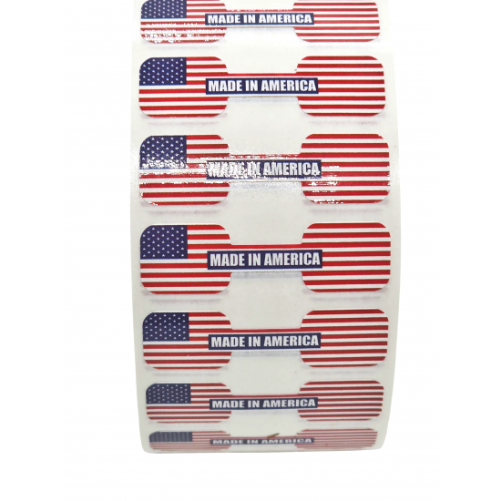 Made in USA - Red White & Blue Tamper Labels, Dogbone Tamper Evident Stickers (1.75 Inch X 0.5 Inch) - 1000 labels ($0.015/label)