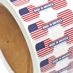 Made in USA - Red White & Blue Tamper Labels, Dogbone Tamper Evident Stickers (1.75 Inch X 0.5 Inch) - 1000 labels ($0.015/label)