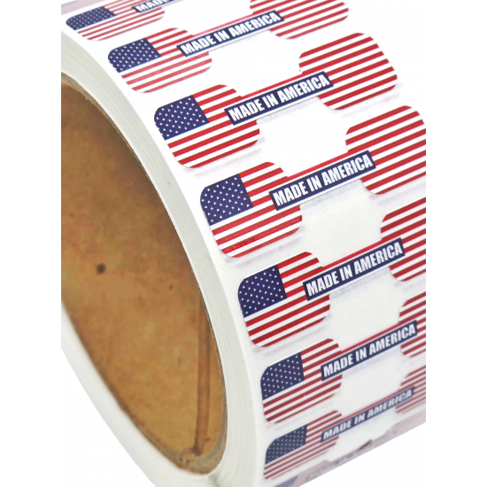 Made in USA - Red White & Blue Tamper Labels, Dogbone Tamper Evident Stickers (1.75 Inch X 0.5 Inch) - 1000 labels ($0.015/label)