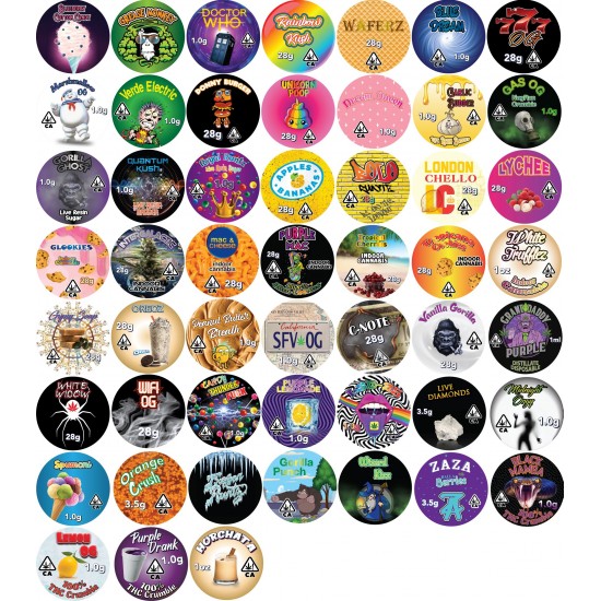 1.5" Diameter Custom Labels for 9cc Concentrate Jars - 100 labels ($0.35/label, discounts for higher order quantities) 1.5" Diameter Custom Labels for 9cc Concentrate Jars - 100 labels ($0.35/label, discounts for higher order quantities)