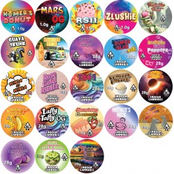 1.5" Diameter Custom Labels for 9cc Concentrate Jars - 100 labels ($0.35/label, discounts for higher order quantities) 1.5" Diameter Custom Labels for 9cc Concentrate Jars - 100 labels ($0.35/label, discounts for higher order quantities)