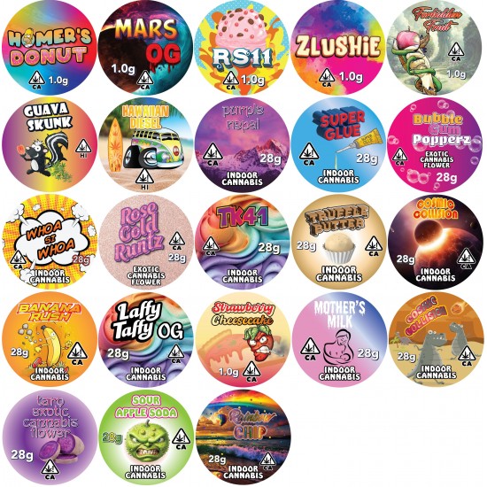1.5" Diameter Custom Labels for 9cc Concentrate Jars - 100 labels ($0.35/label, discounts for higher order quantities) 1.5" Diameter Custom Labels for 9cc Concentrate Jars - 100 labels ($0.35/label, discounts for higher order quantities)
