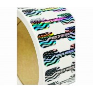 Made in USA - Silver Hologram Labels with Black Background , Dogbone Tamper Evident Stickers (1.75 Inch X 0.5 Inch) - 1000 labels ($0.02/label)