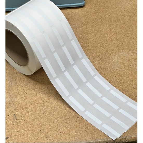 Blank Tamper-Evident Paper Label 0.34" x 1.58" Paper Strip ($30/roll of 5000 labels)